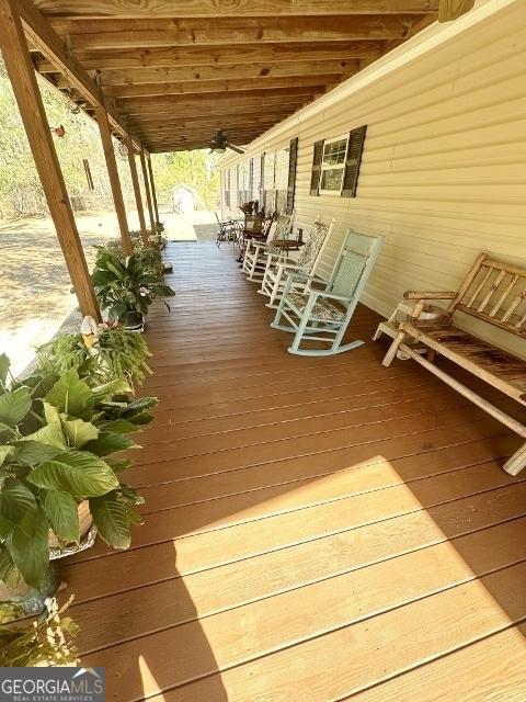 wooden deck with covered porch