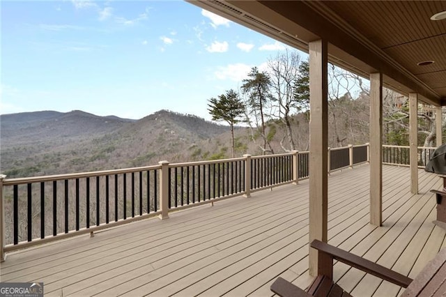 deck with a mountain view