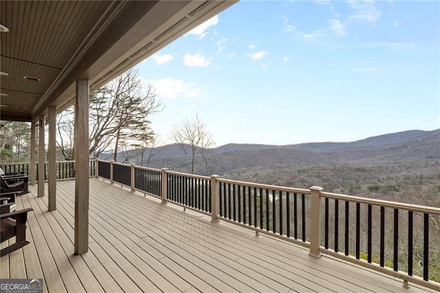 deck with a mountain view