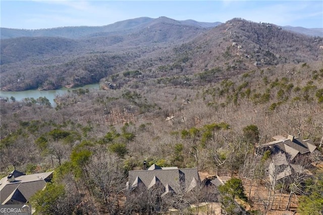 exterior space featuring a water and mountain view