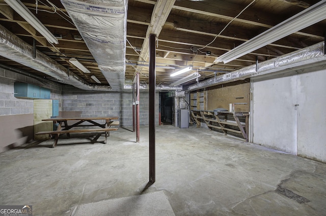 view of unfinished basement