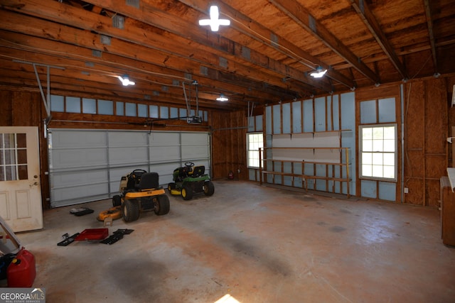 garage with a garage door opener