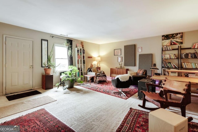 view of carpeted living area