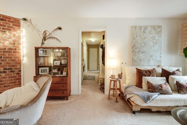 bedroom featuring baseboards and light colored carpet