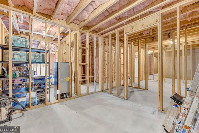 view of unfinished basement