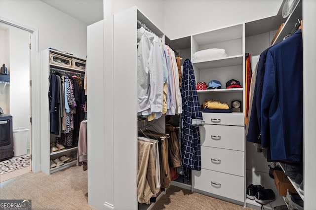 spacious closet with carpet flooring