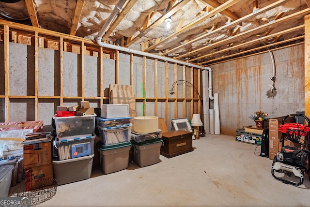 view of unfinished basement