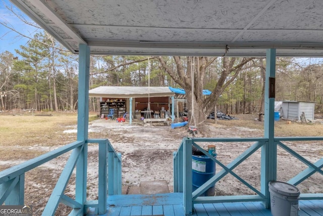 exterior space with an outbuilding