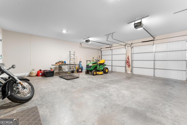 garage with a garage door opener