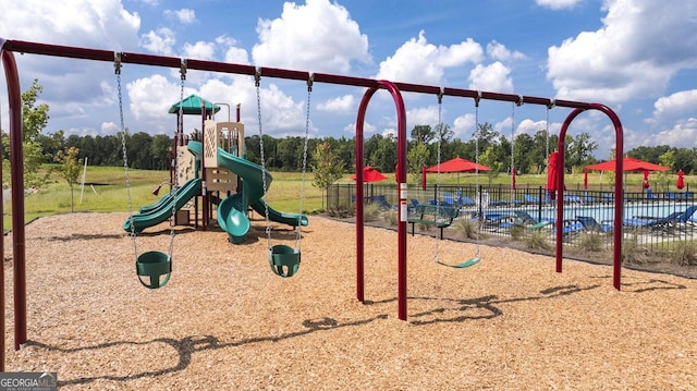 communal playground with fence