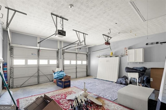 garage with a garage door opener