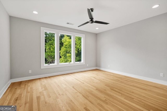 244 Locust St Unit B, Atlanta, GA 30317 - unfurnished room with baseboards, light wood finished floors, ceiling fan, and recessed lighting