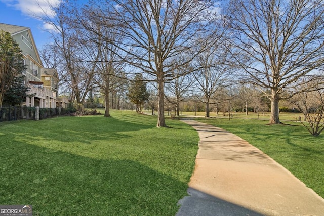 view of community with a lawn