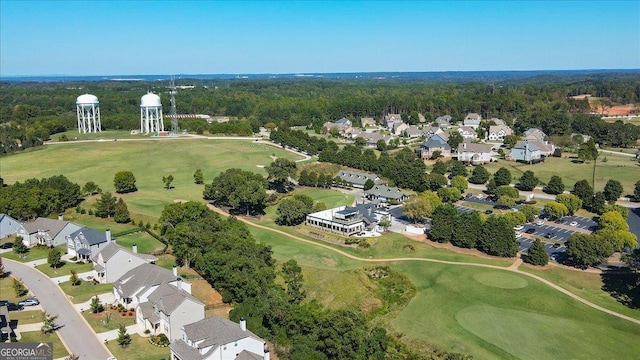 aerial view featuring a residential view and golf course view