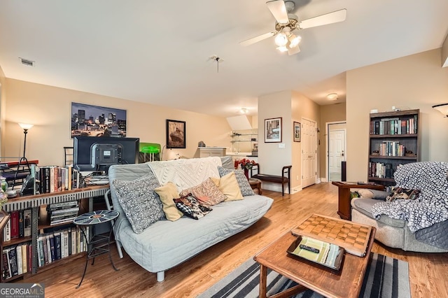 397 4th St NE, Atlanta, GA 30308 - living area with a ceiling fan and light wood-style flooring