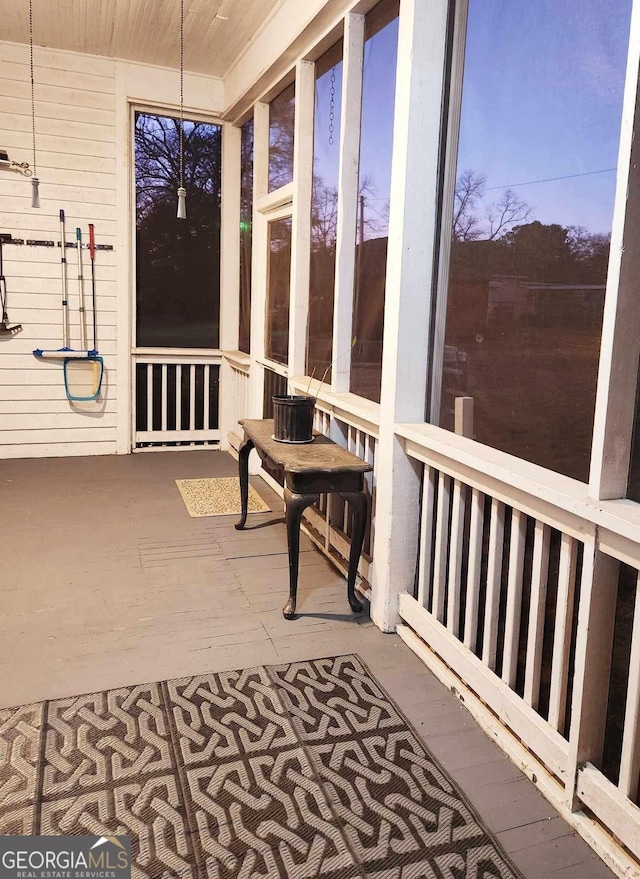 view of unfurnished sunroom