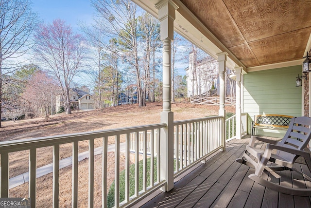 wooden deck with a porch