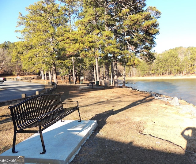 view of property's community with a water view