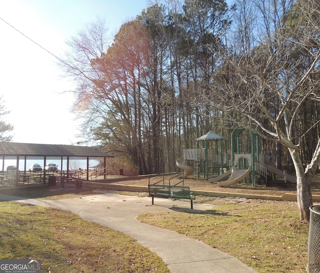 view of community featuring playground community