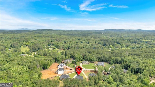aerial view of a heavily wooded area