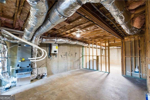 unfinished below grade area with water heater