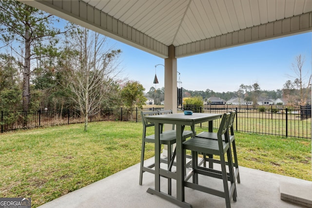 view of patio / terrace with outdoor dining area and a fenced backyard