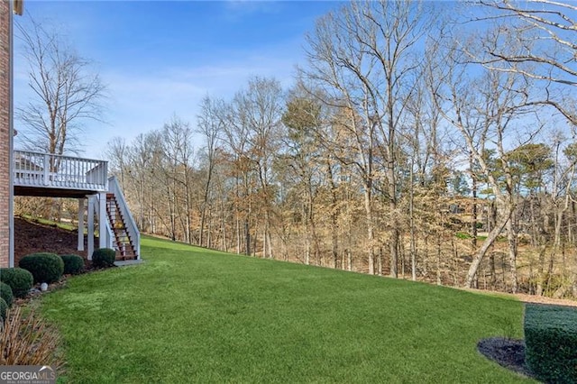 3690 Millwater Xing, Dacula, GA 30019 - view of grassy yard featuring stairway and a wooden deck