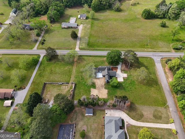 bird's eye view with a rural view