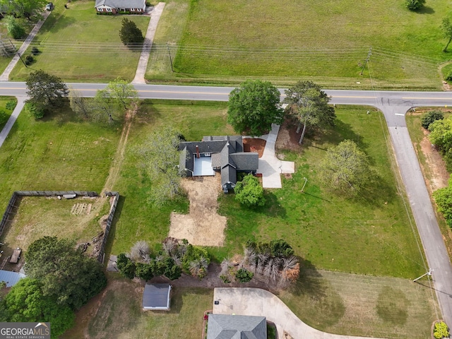 aerial view featuring a rural view