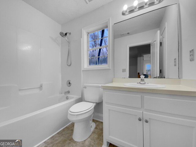 641 Morningside Dr, Stockbridge, GA 30281 - full bathroom featuring toilet, shower / bathtub combination, visible vents, and vanity