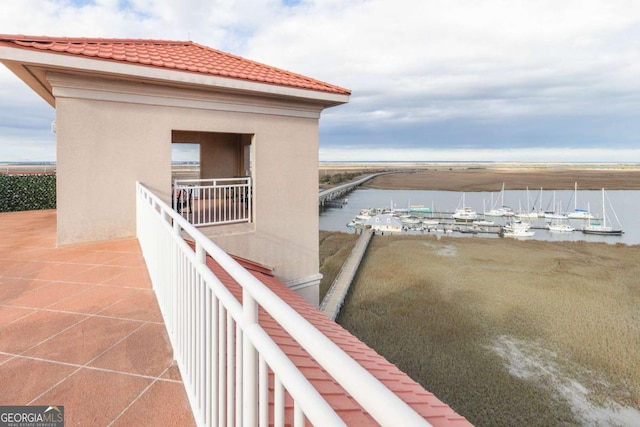 balcony with a water view