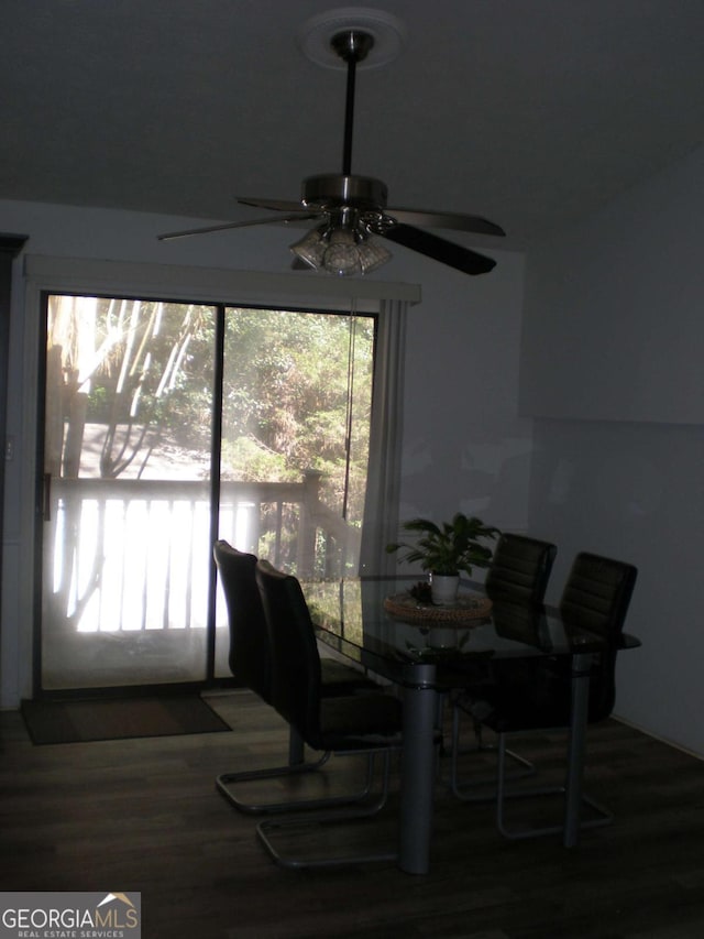 dining room featuring plenty of natural light and wood finished floors