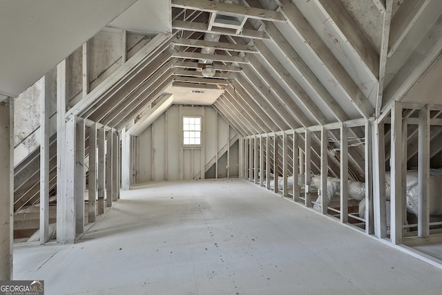 view of unfinished attic