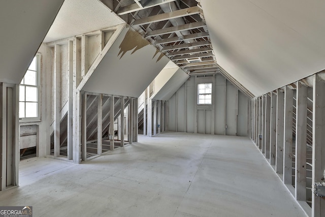 view of unfinished attic