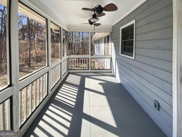 view of unfurnished sunroom