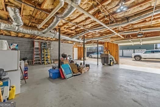 garage with a garage door opener