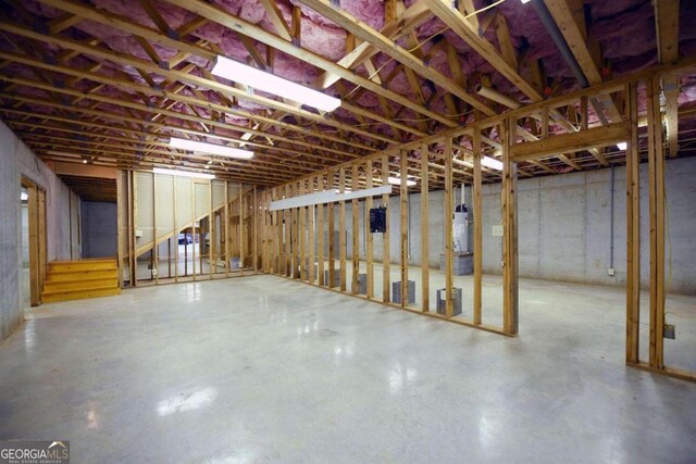 2656 Panorama Dr, Sautee Nacoochee, GA 30571 - unfinished below grade area with stairway and water heater