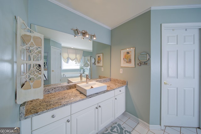 210 Wrights Mill Way, Canton, GA 30115 - bathroom featuring ornamental molding, vanity, baseboards, and tile patterned flooring