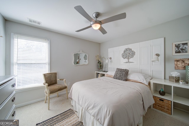 210 Wrights Mill Way, Canton, GA 30115 - bedroom with light carpet, ceiling fan, and baseboards