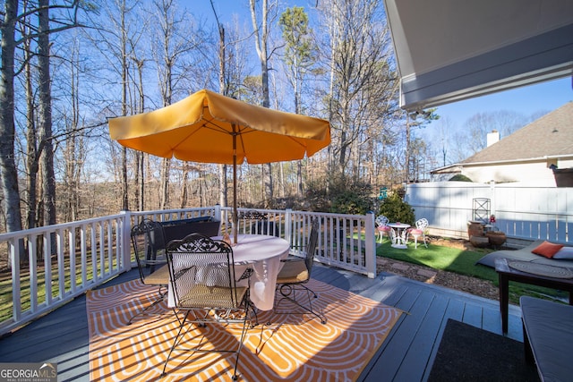 210 Wrights Mill Way, Canton, GA 30115 - wooden terrace with outdoor dining space
