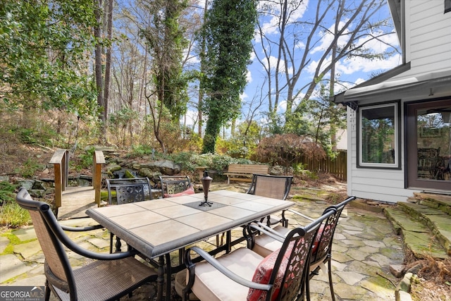 view of patio / terrace featuring outdoor dining area and fence