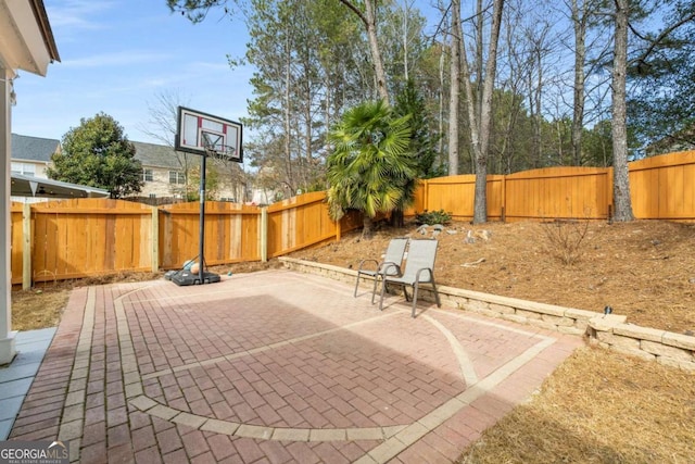 view of patio featuring a fenced backyard