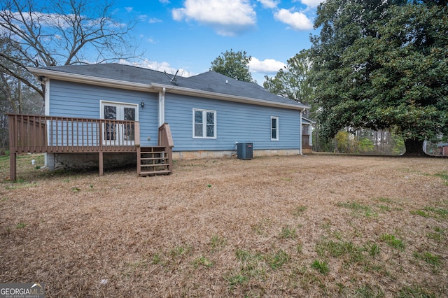 2820 Maxwell Pl, Lithia Springs, GA 30122 - rear view of property featuring cooling unit and a wooden deck