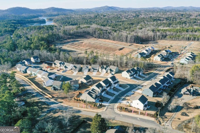 bird's eye view with a residential view and a mountain view