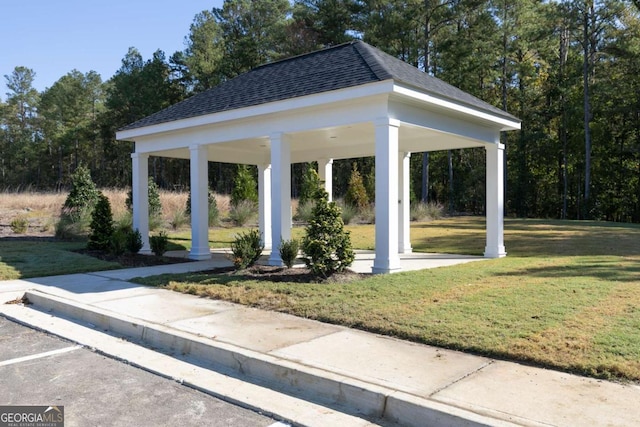 view of home's community with a gazebo and a lawn