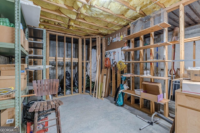 view of unfinished basement