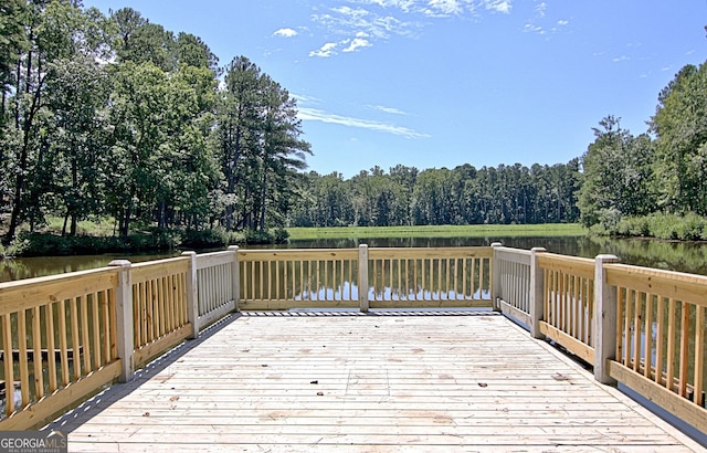 deck with a water view