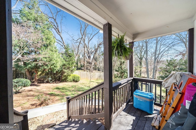 deck featuring fence