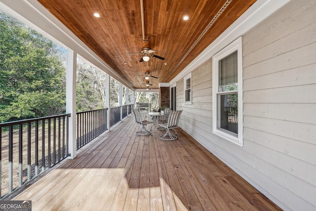 deck featuring ceiling fan