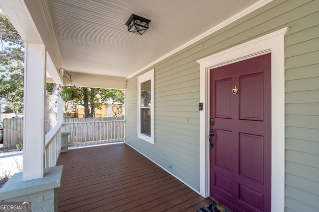 entrance to property with a porch